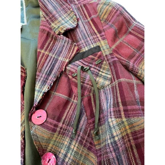 Burning Torch Plaid Boho Jacket, Cotton/Wool/Silk, Women's Size SMALL - Picture 2 of 14